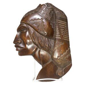 Hand-Carved Wooden Wall Art Of Native South American Chief